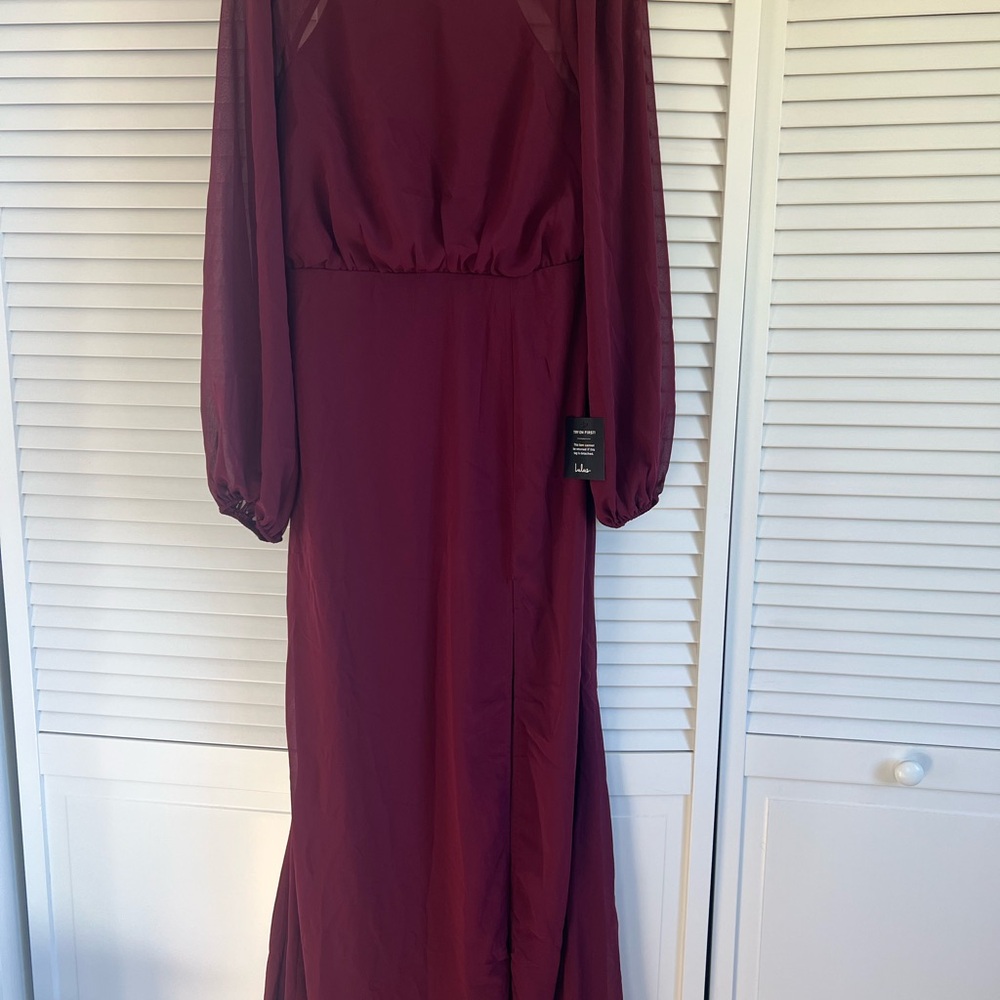 Lulu's Deep Burgundy Long Sleeve Dress